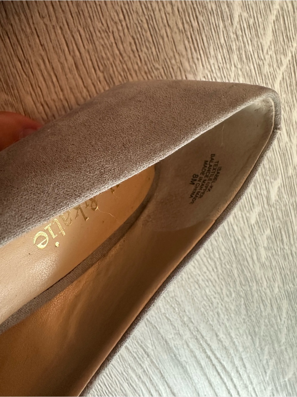 Light Gray Suede Pumps with Rounded Toe - Picture 7 of 7